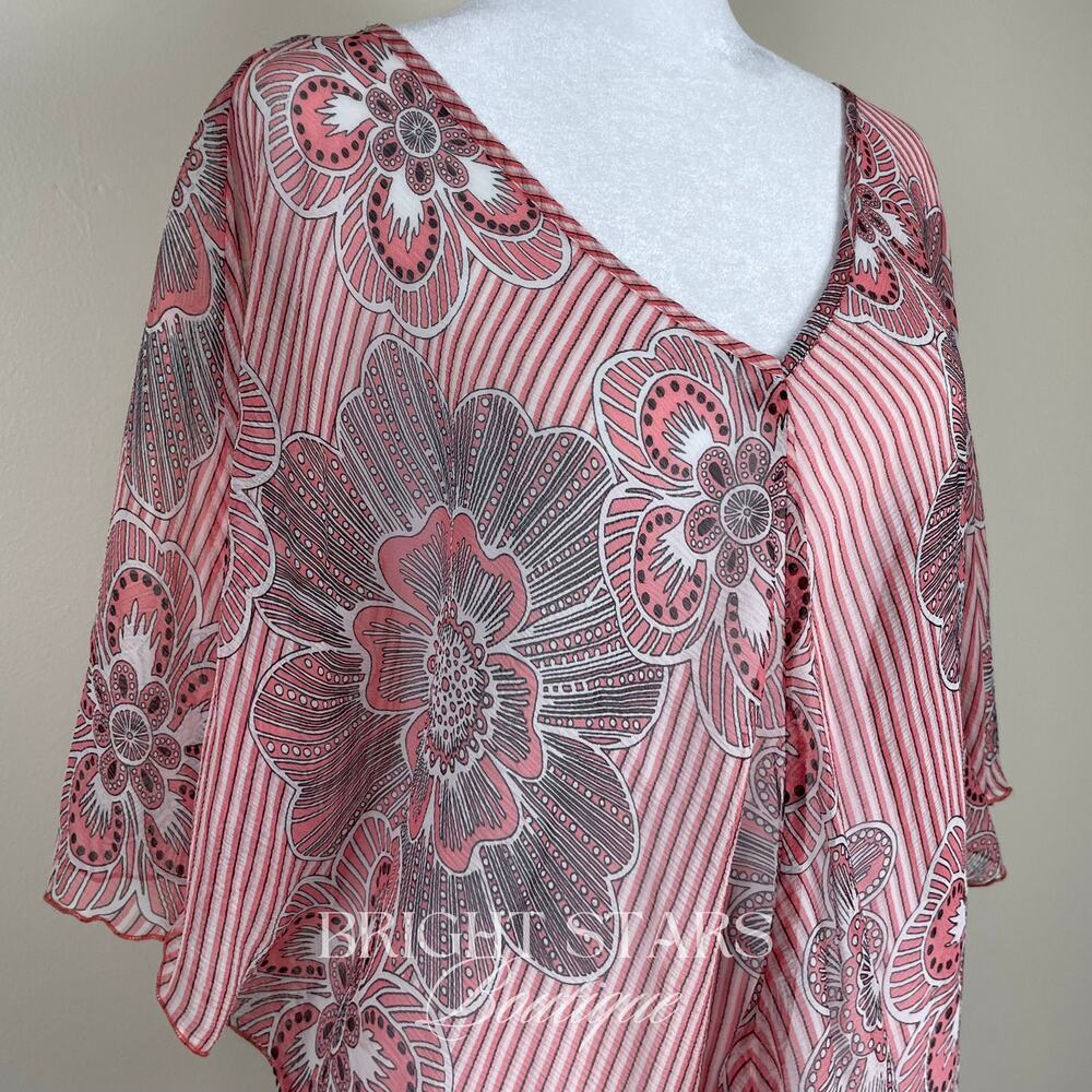 Rare Pink Silk Floral Top ALT ASO Lorelai Gilmore Girls Patterned V-Neck Y2K VTG - Picture 9 of 15